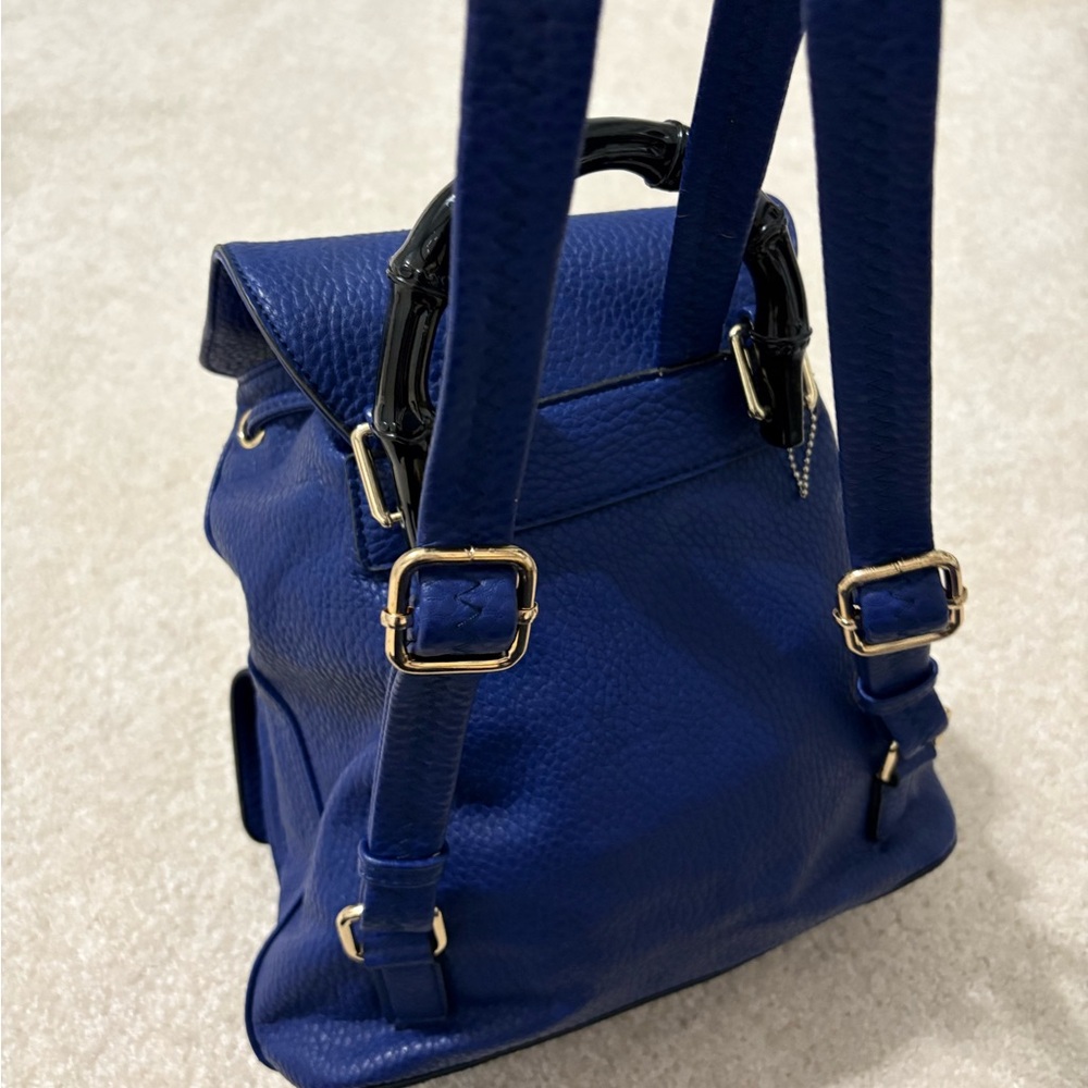 Royal Blue Leather Backpack